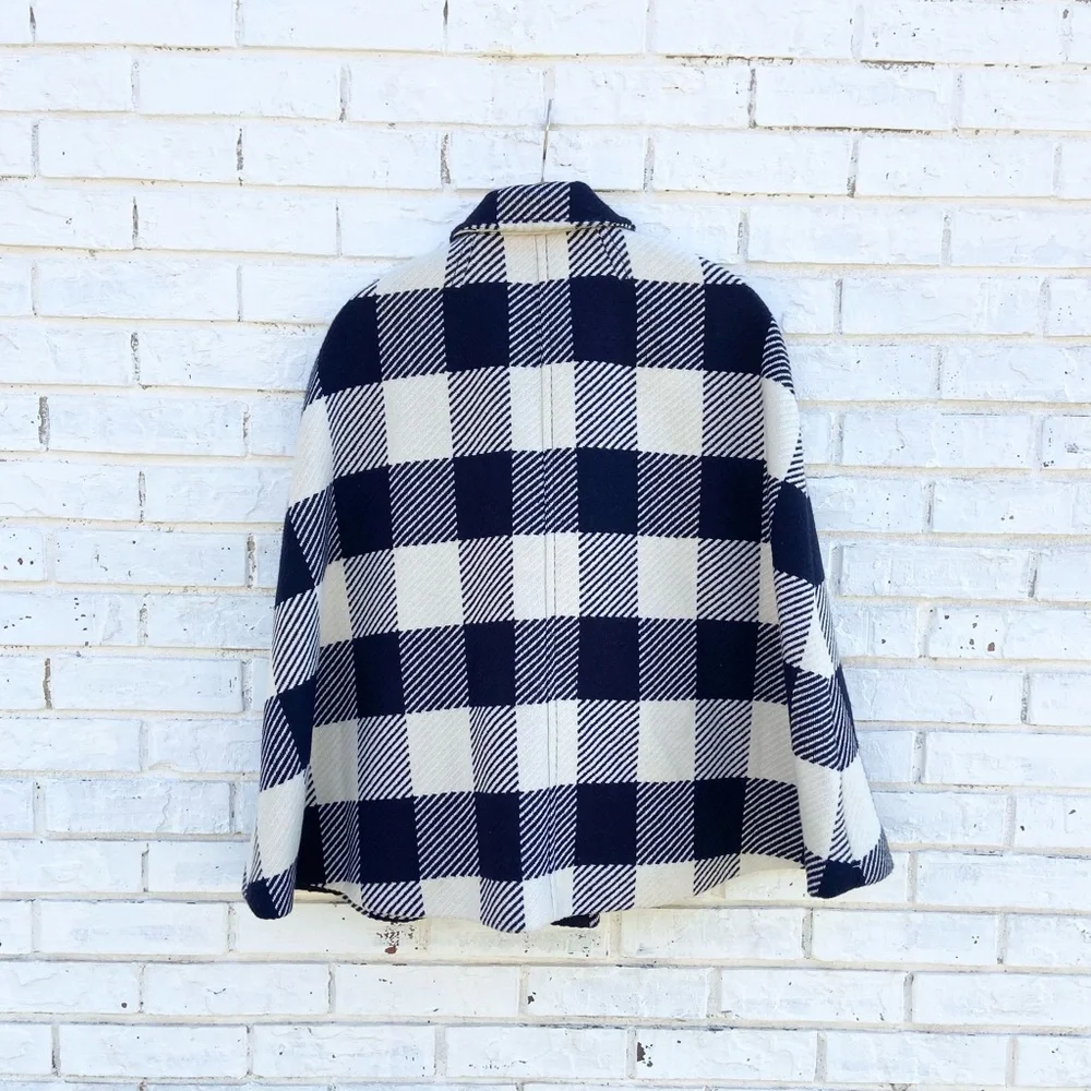 Talbots Women Buffalo Wool Check Cape - Picture 3 of 7
